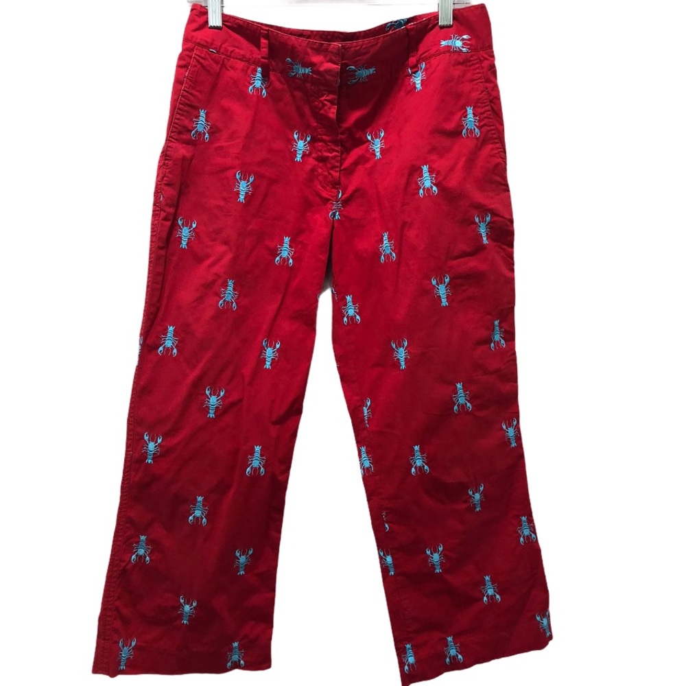 LILLY PULITZER LOBSTER EMBROIDERED CAPRIS 8